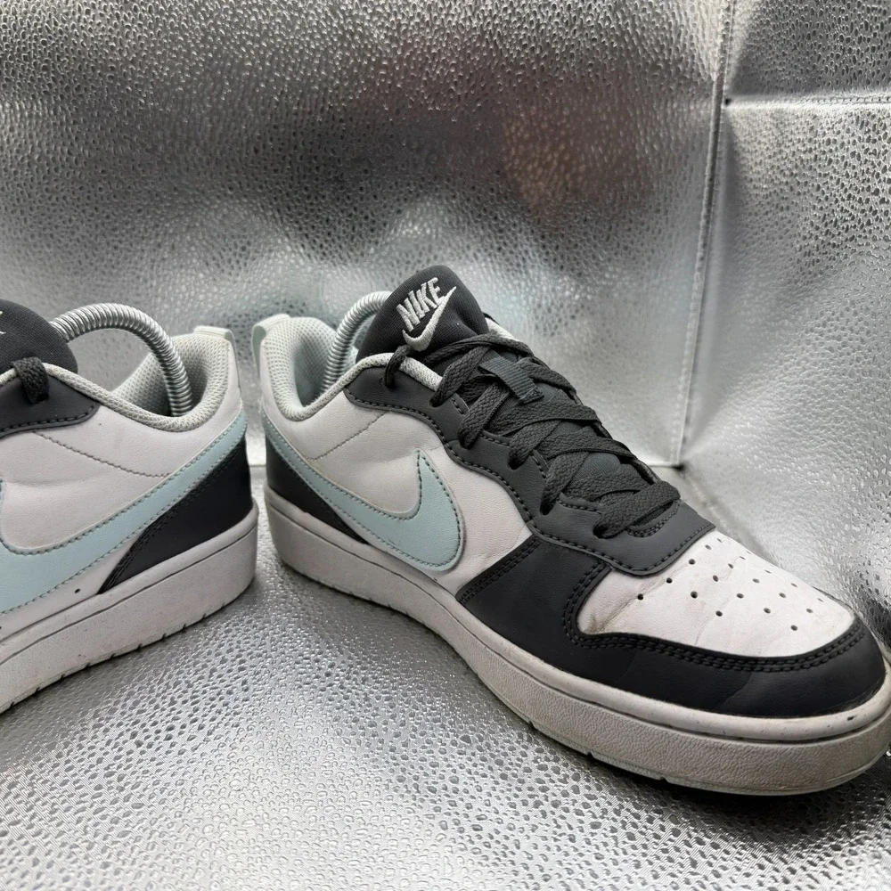 Size 6Y Nike Court Borough Low Anthracite White Blue Kids Sneakers HQ3258-060‎